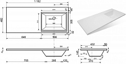 Style Line Тумба с раковиной Даллас 115 R Люкс Plus 2 ящика подвесная белая – фотография-13